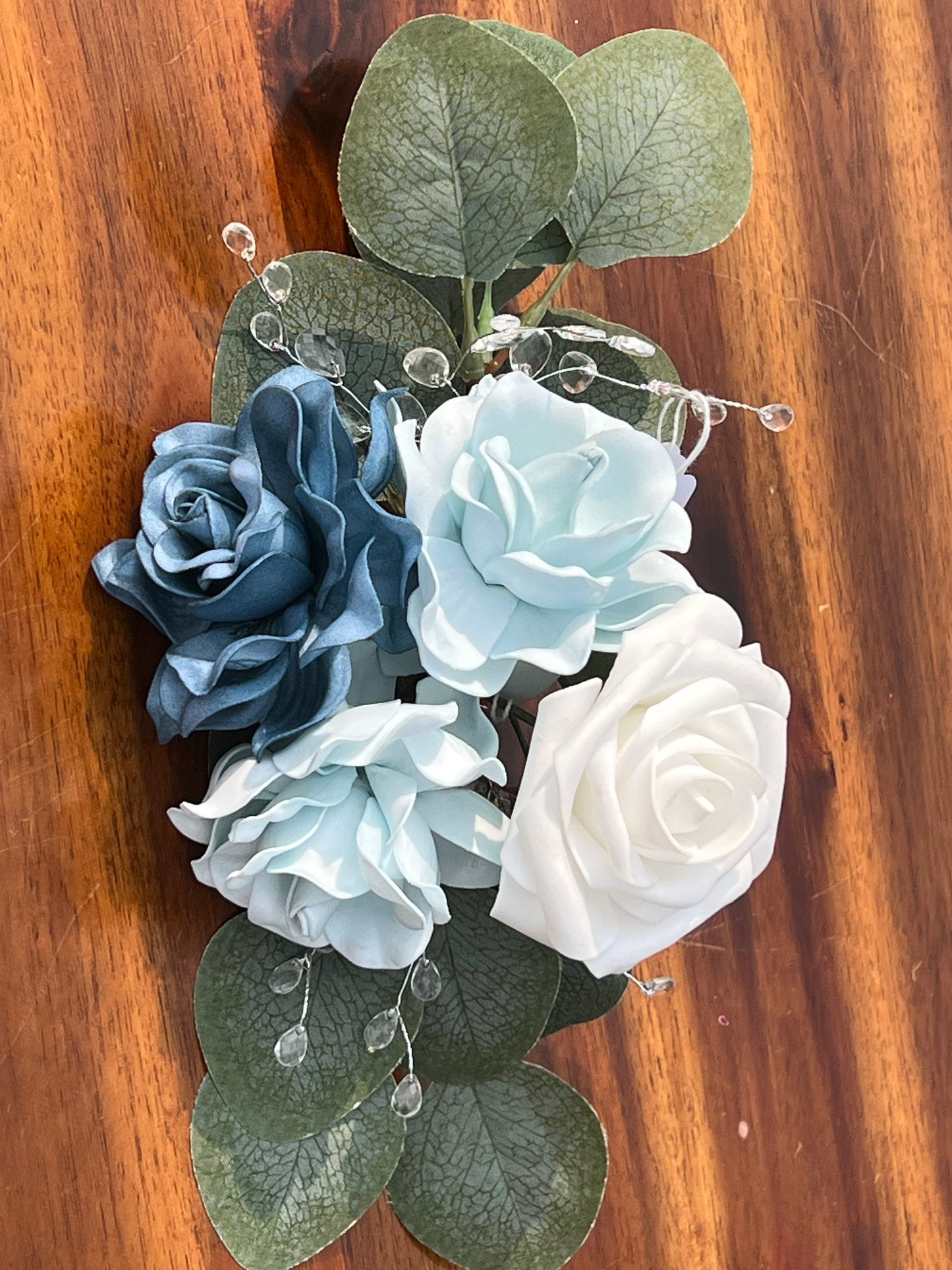 Soft Dusty Blue and White floral Centerpiece