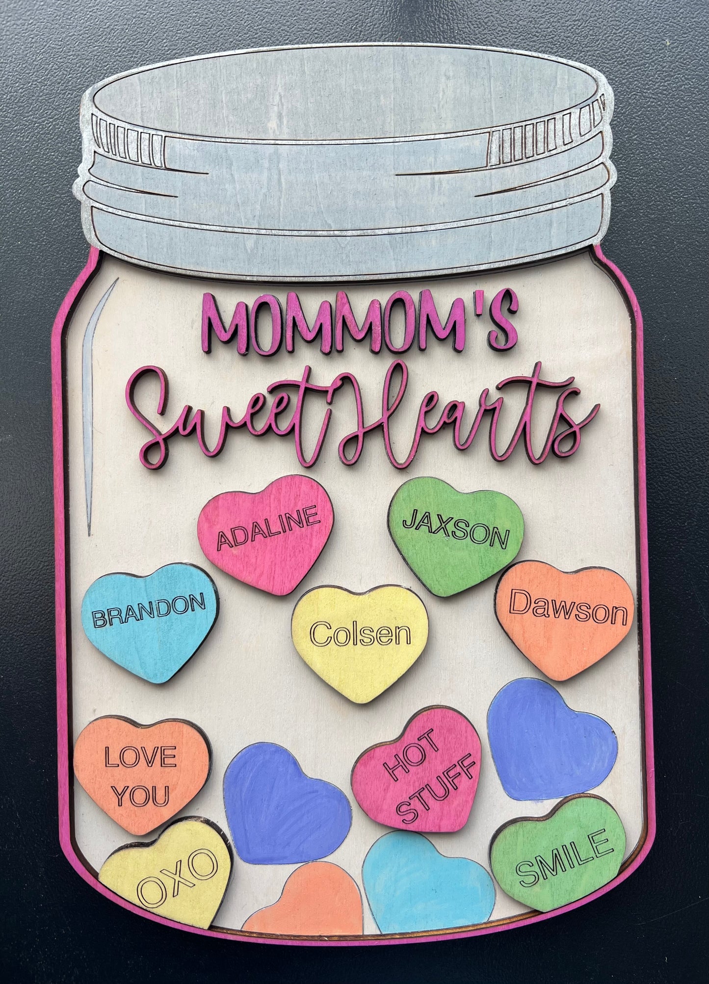 Personalized Valentine’s Day Wooden Mason Jar Sign – Custom Candy Hearts