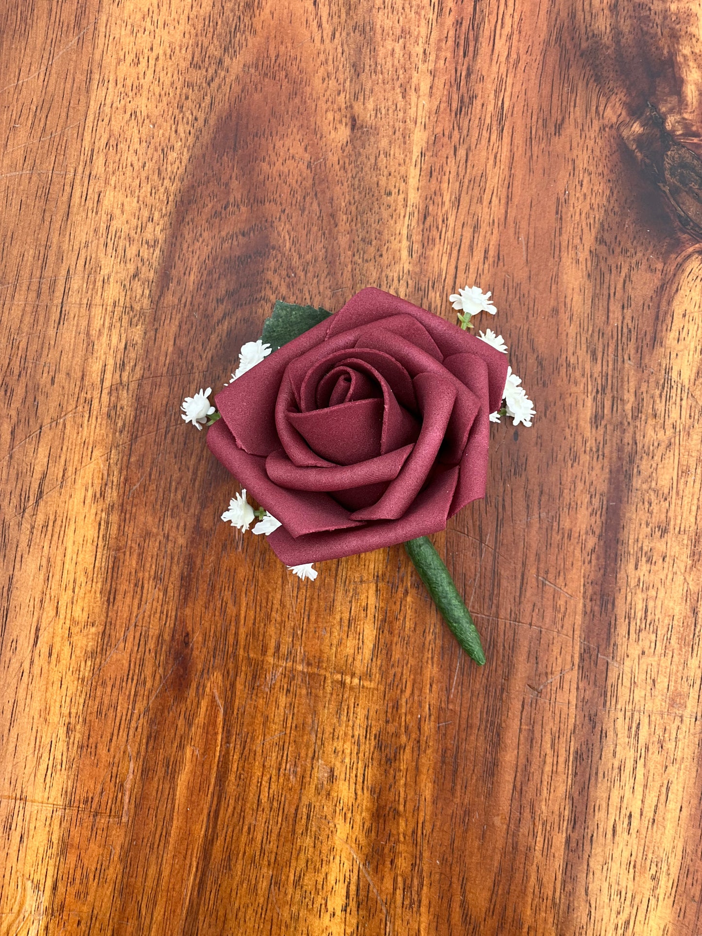 Burgundy Rose Boutonnière
