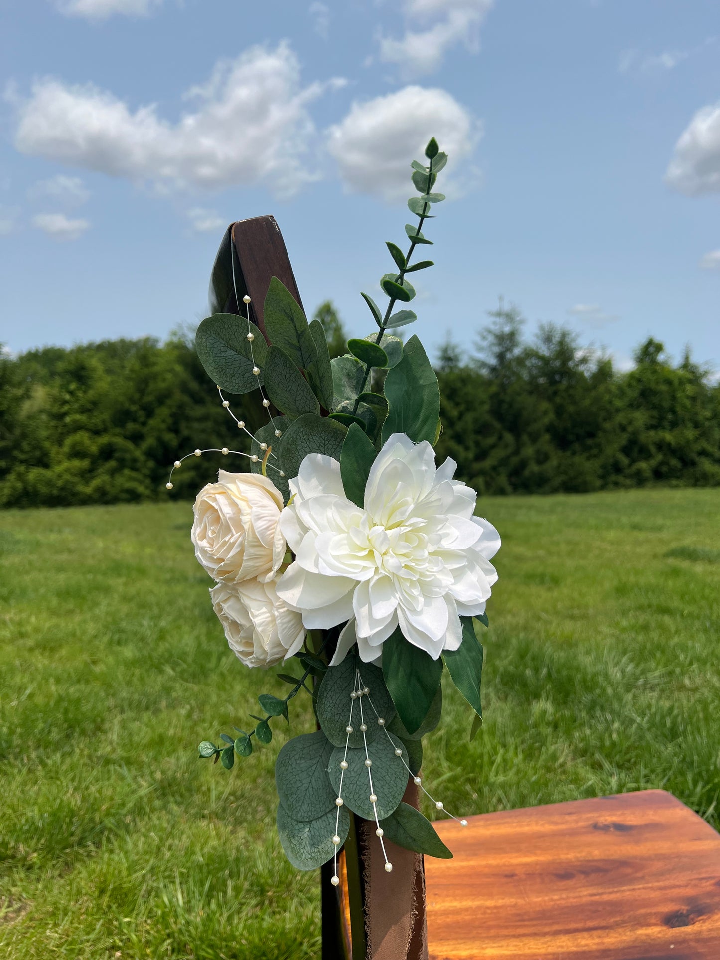 Rustic Rose and Dahlia Aisle Flowers