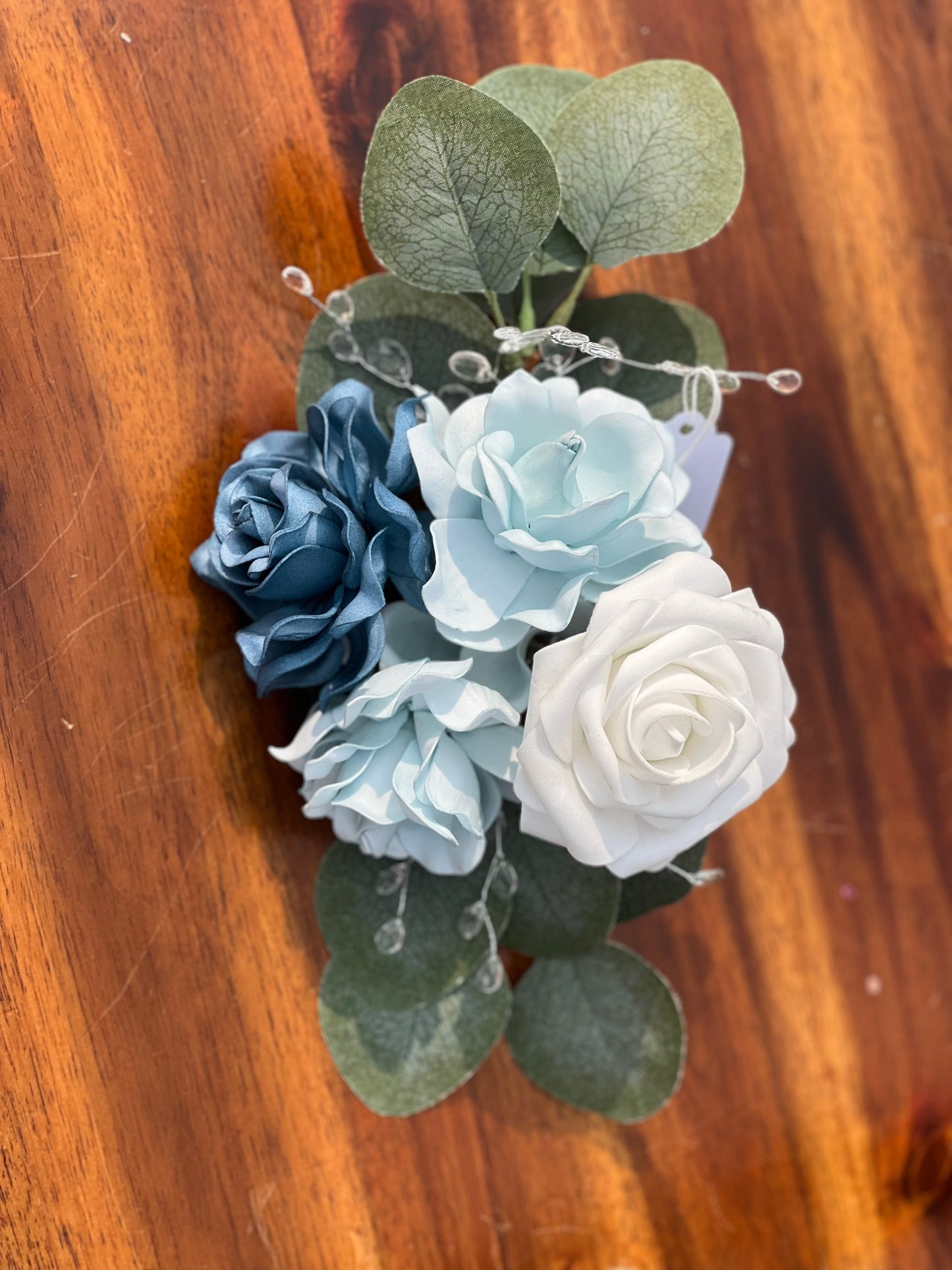 Soft Dusty Blue and White floral Centerpiece