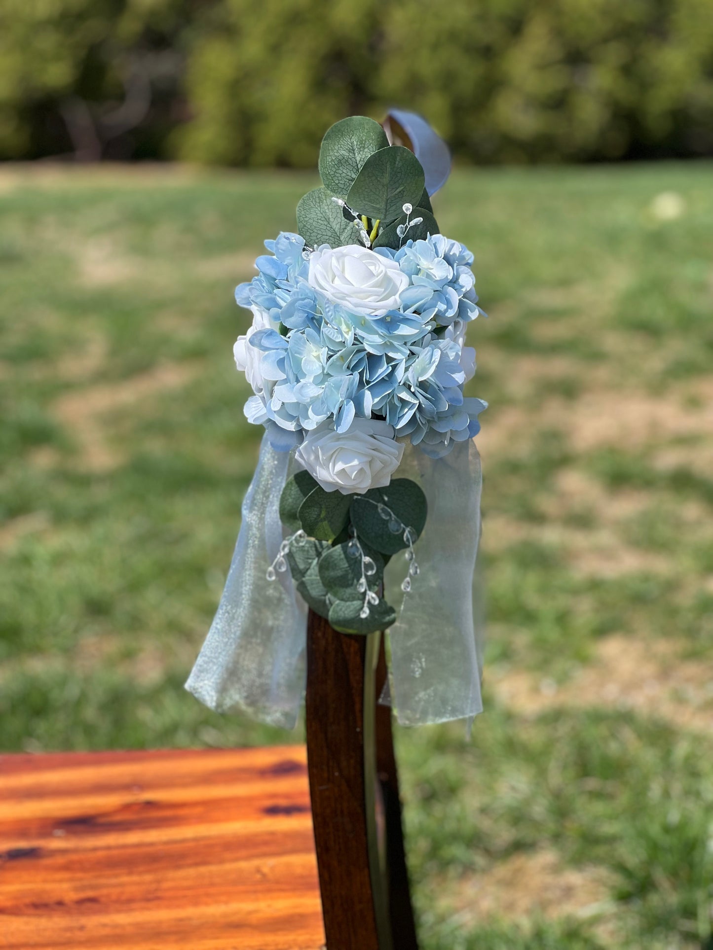Dusty Blue Hydrangea Aisle Flowers