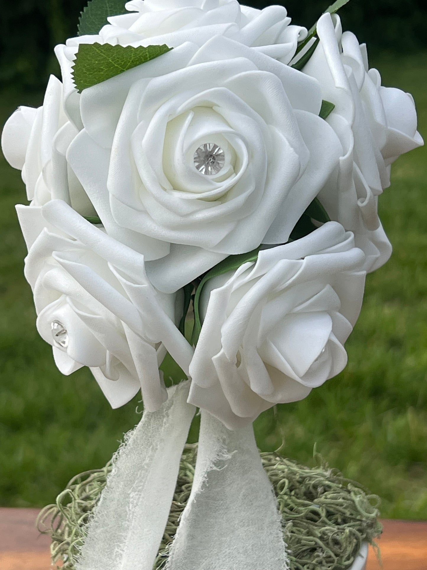 Elegant White Rose Topiary Centerpiece