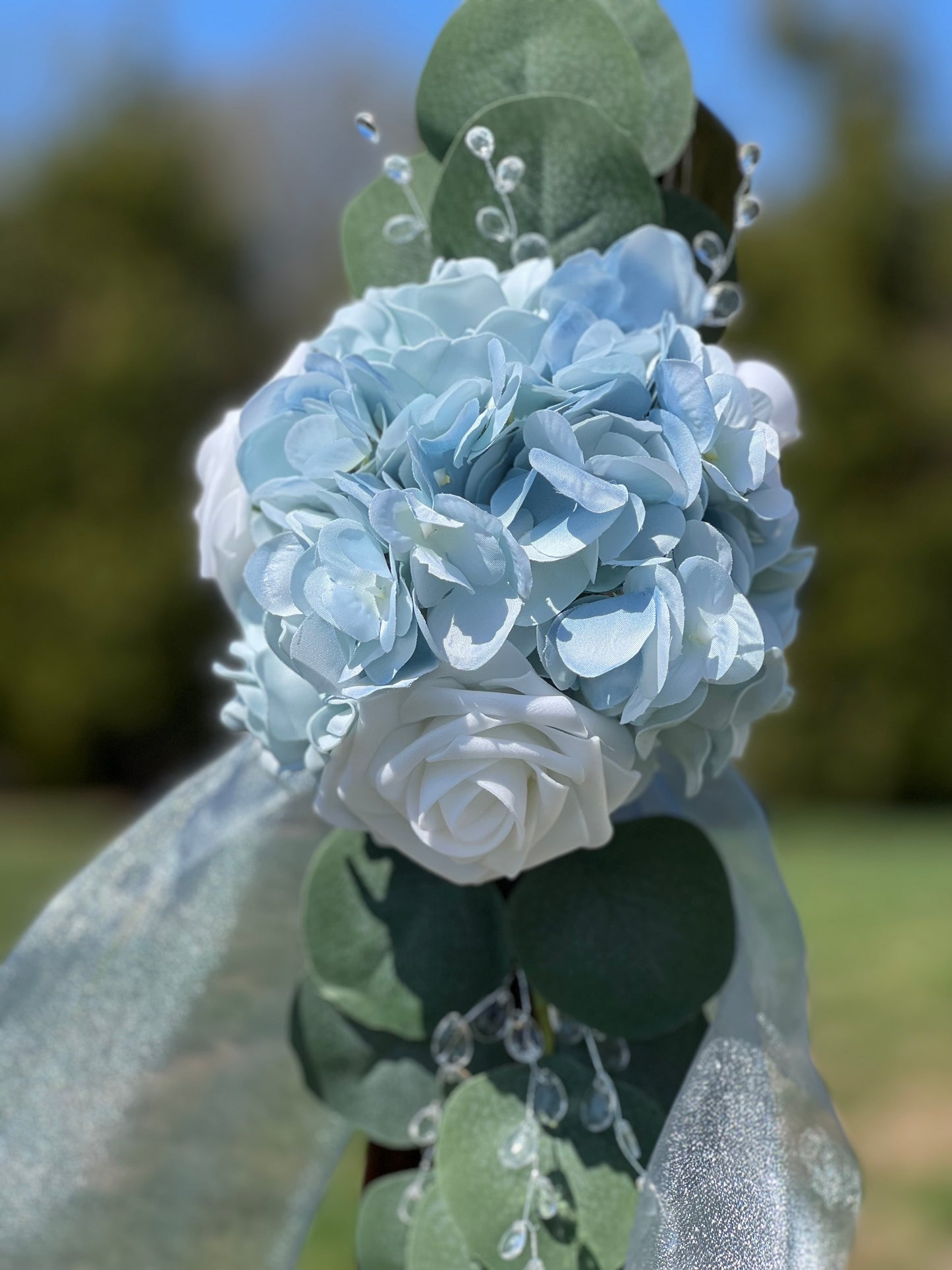 Dusty Blue Hydrangea Aisle Flowers