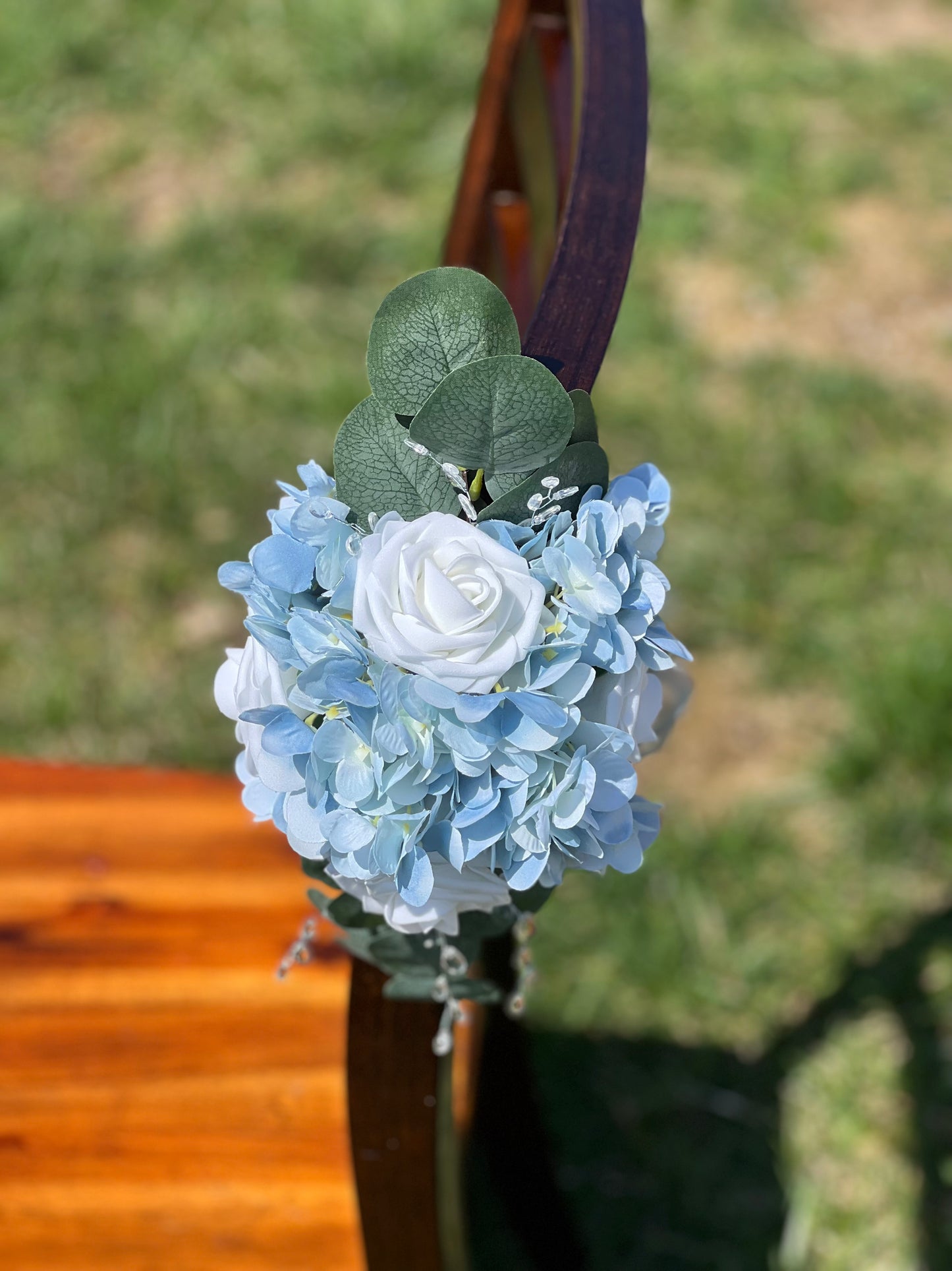 Dusty Blue Hydrangea Aisle Flowers