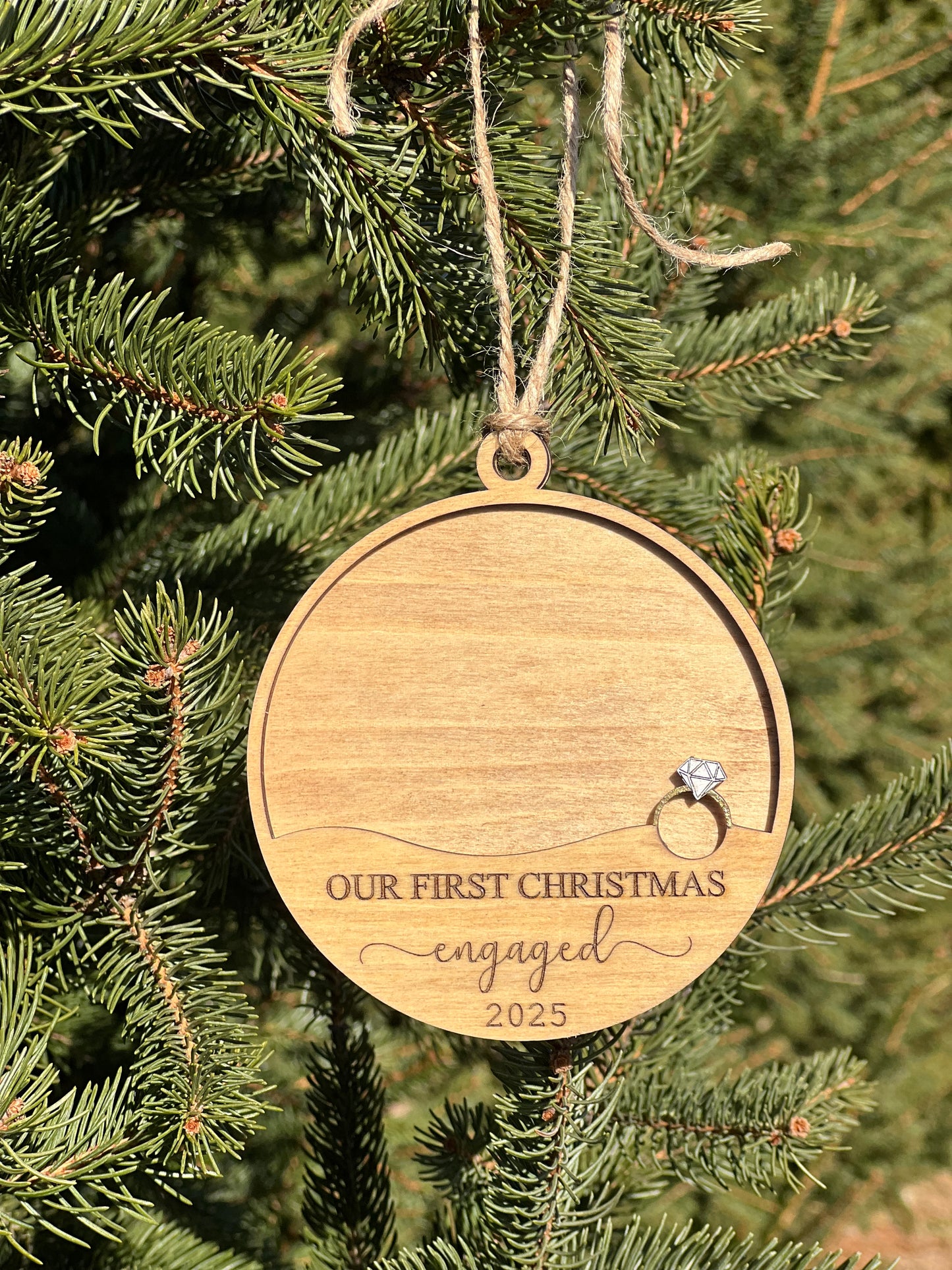 First Christmas Engaged Frame Ornament