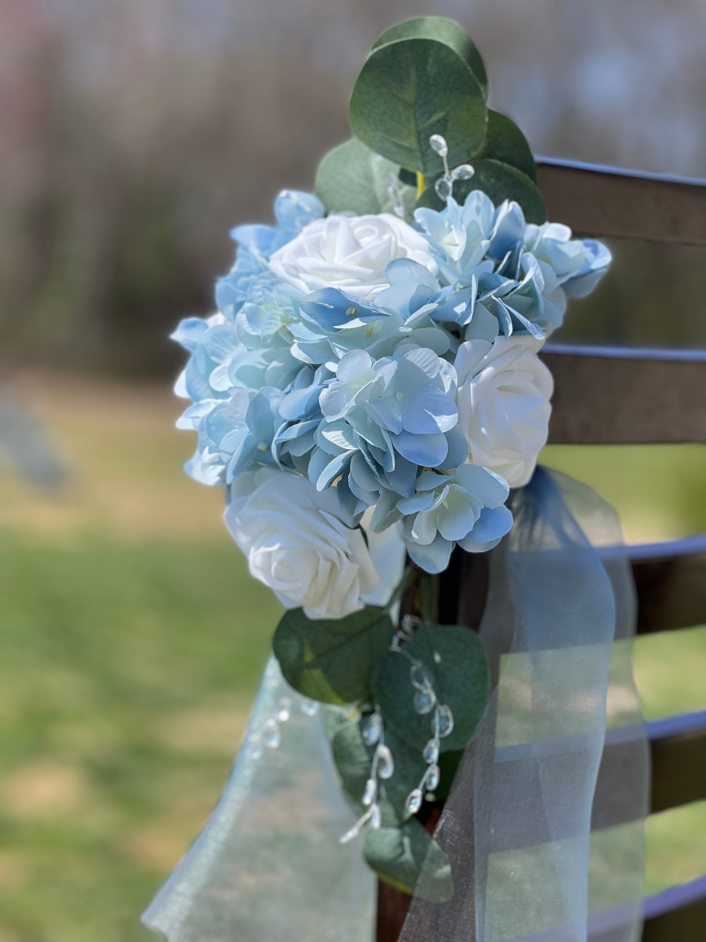 Dusty Blue Hydrangea Aisle Flowers