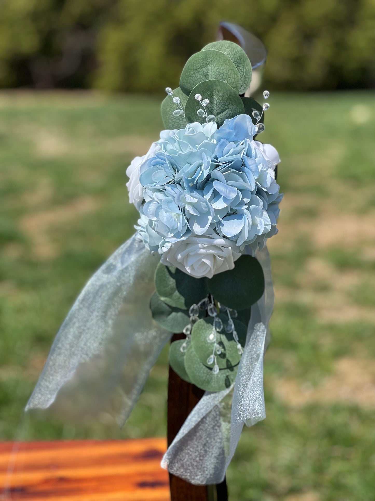 Dusty Blue Hydrangea Aisle Flowers