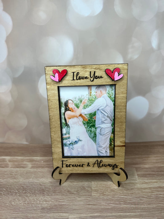 Forever & Always I Love You Wooden Photo Frame – Romantic Heart Keepsake Gift