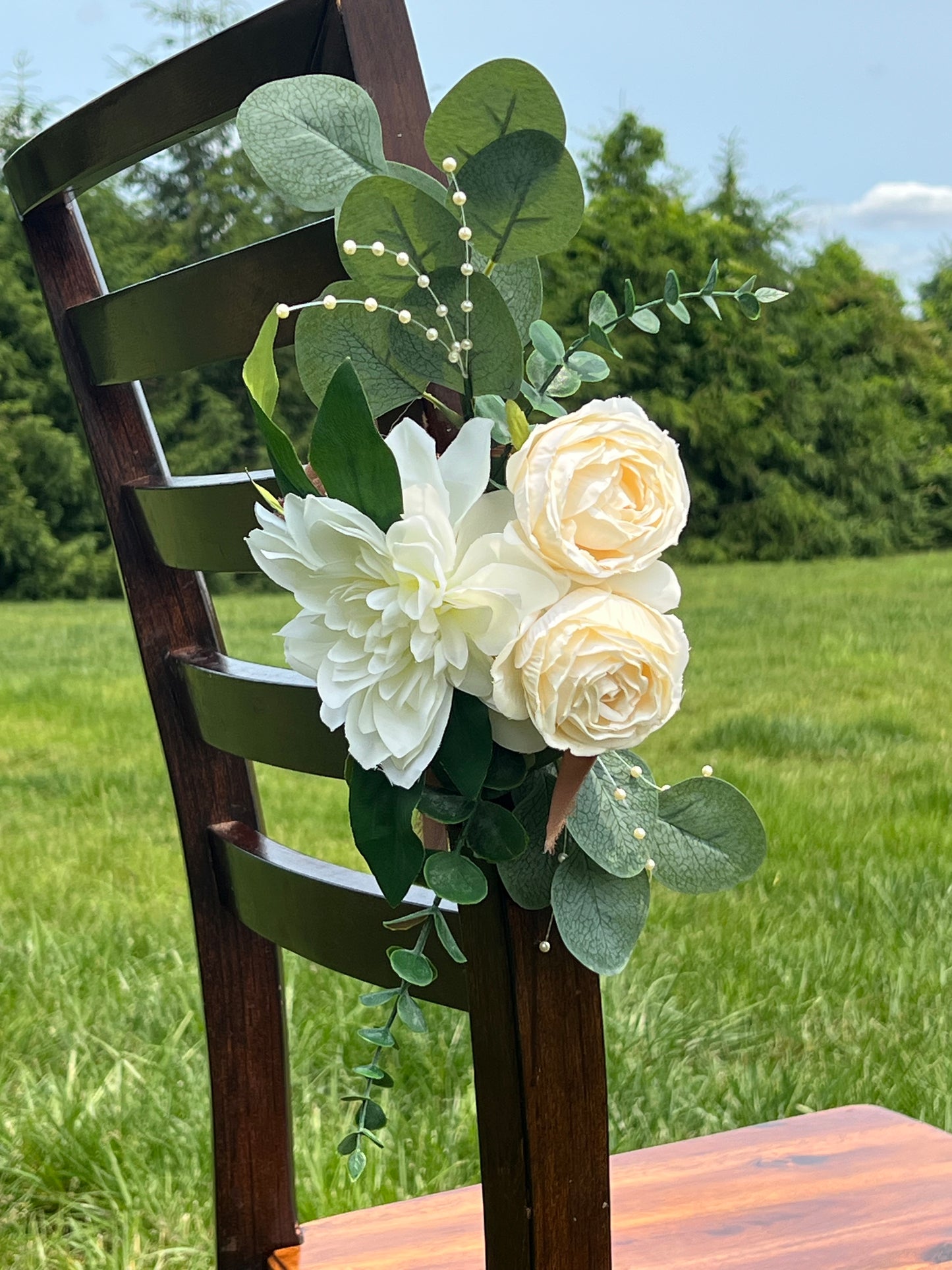 Rustic Rose and Dahlia Aisle Flowers