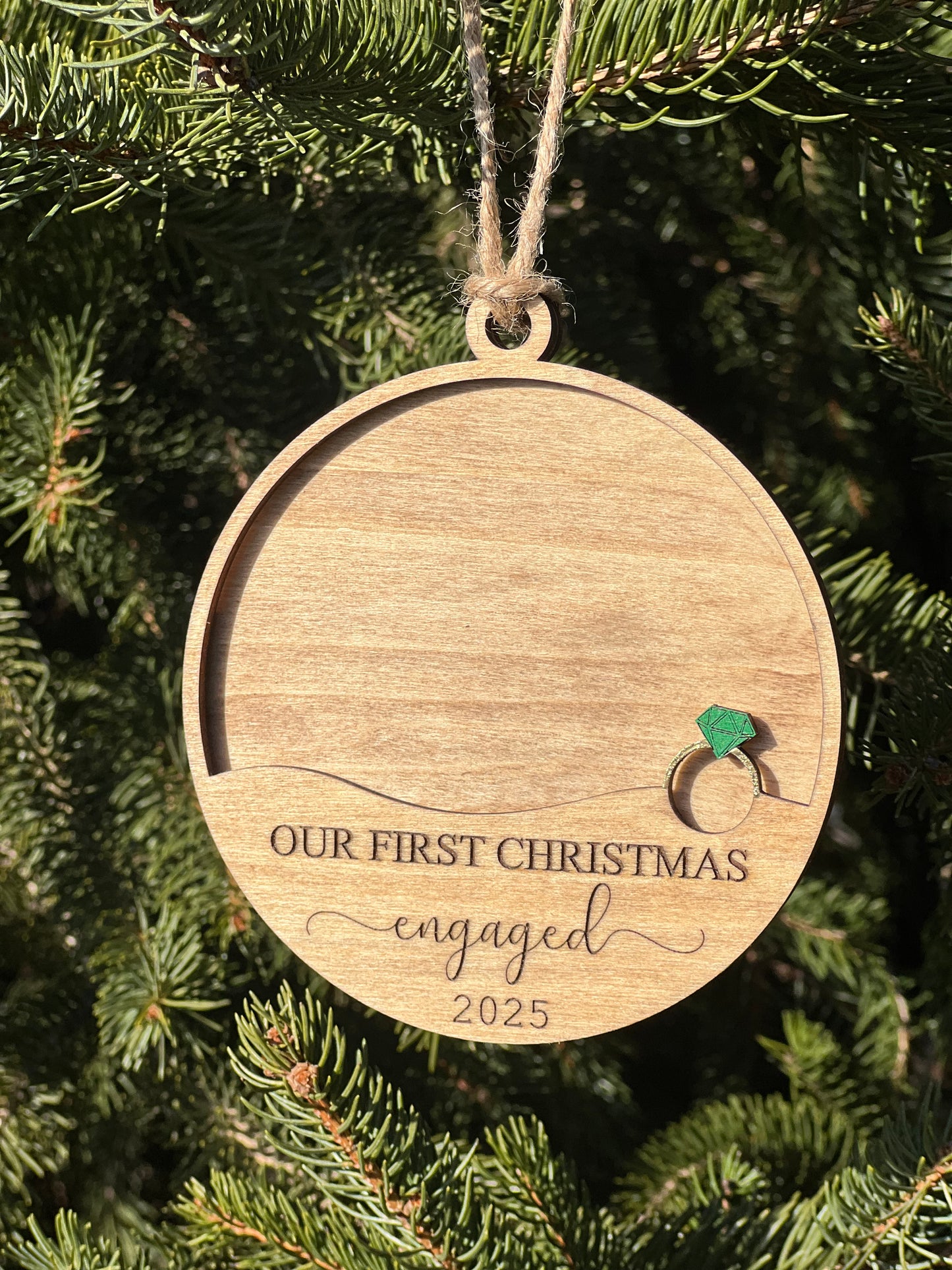 First Christmas Engaged Frame Ornament
