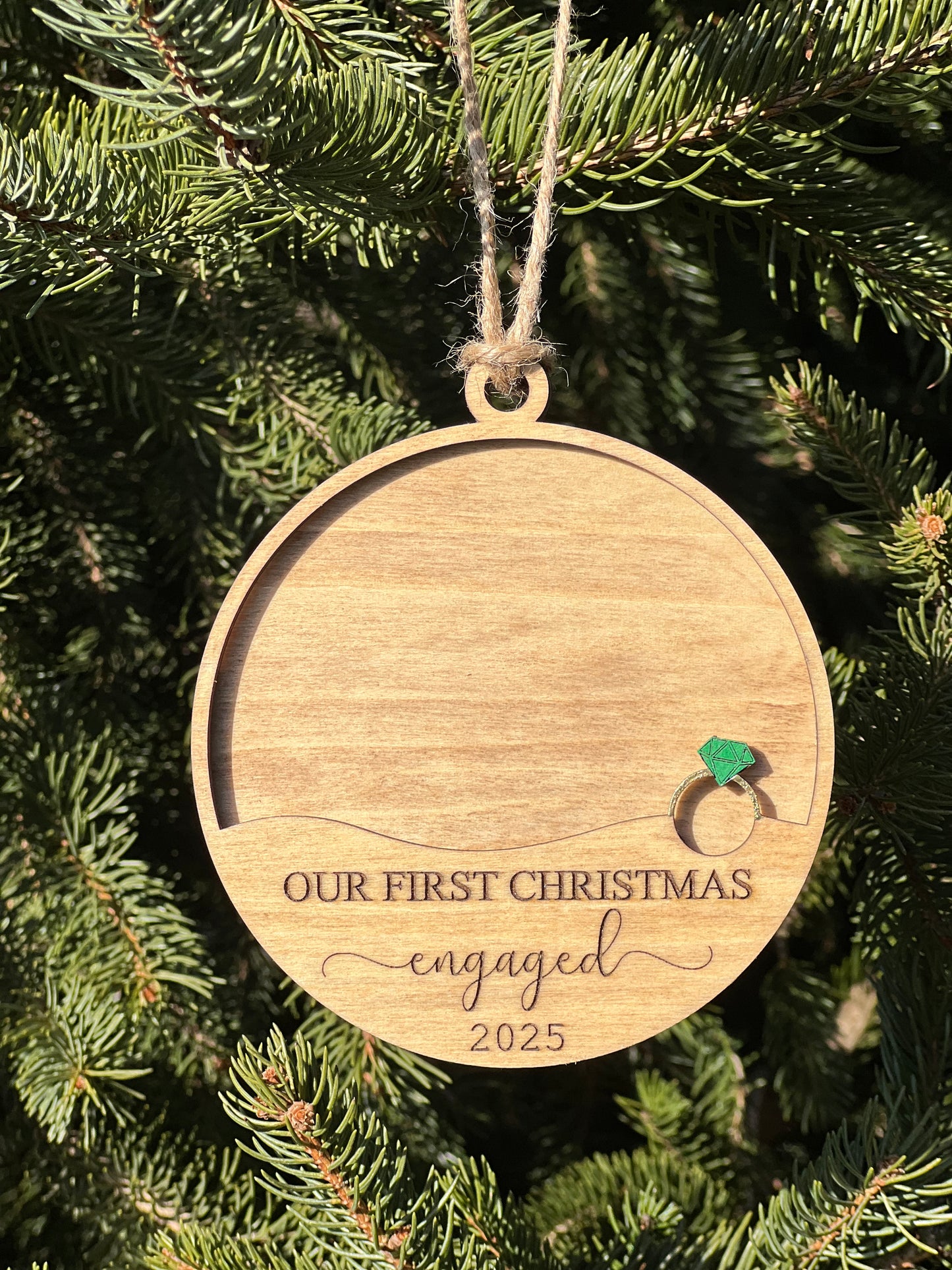 First Christmas Engaged Frame Ornament