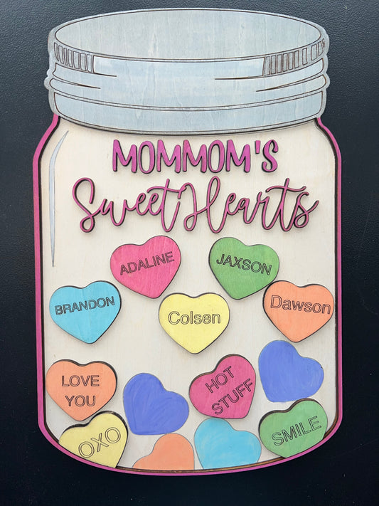 Personalized Valentine’s Day Wooden Mason Jar Sign – Custom Candy Hearts