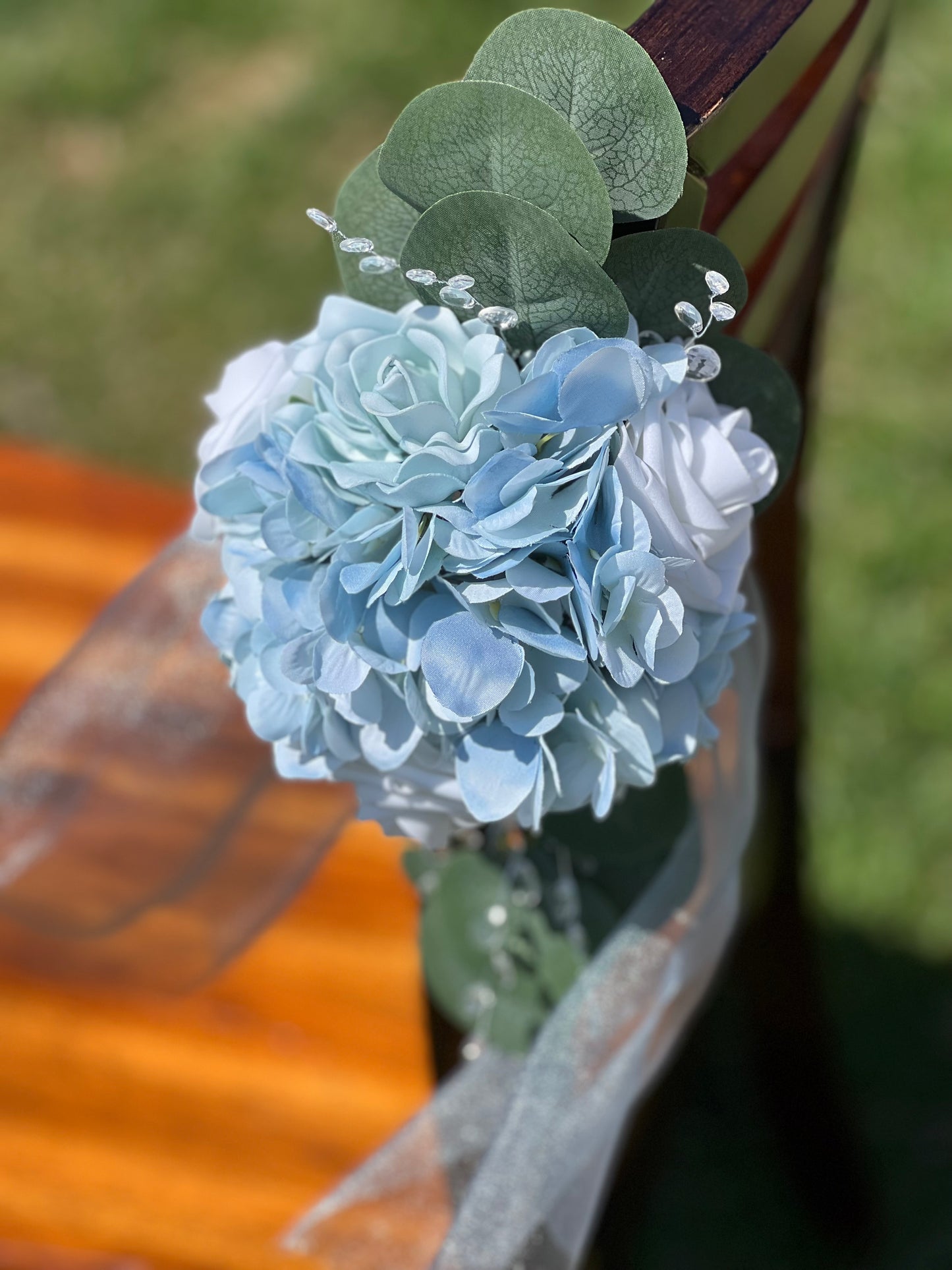 Dusty Blue Hydrangea Aisle Flowers
