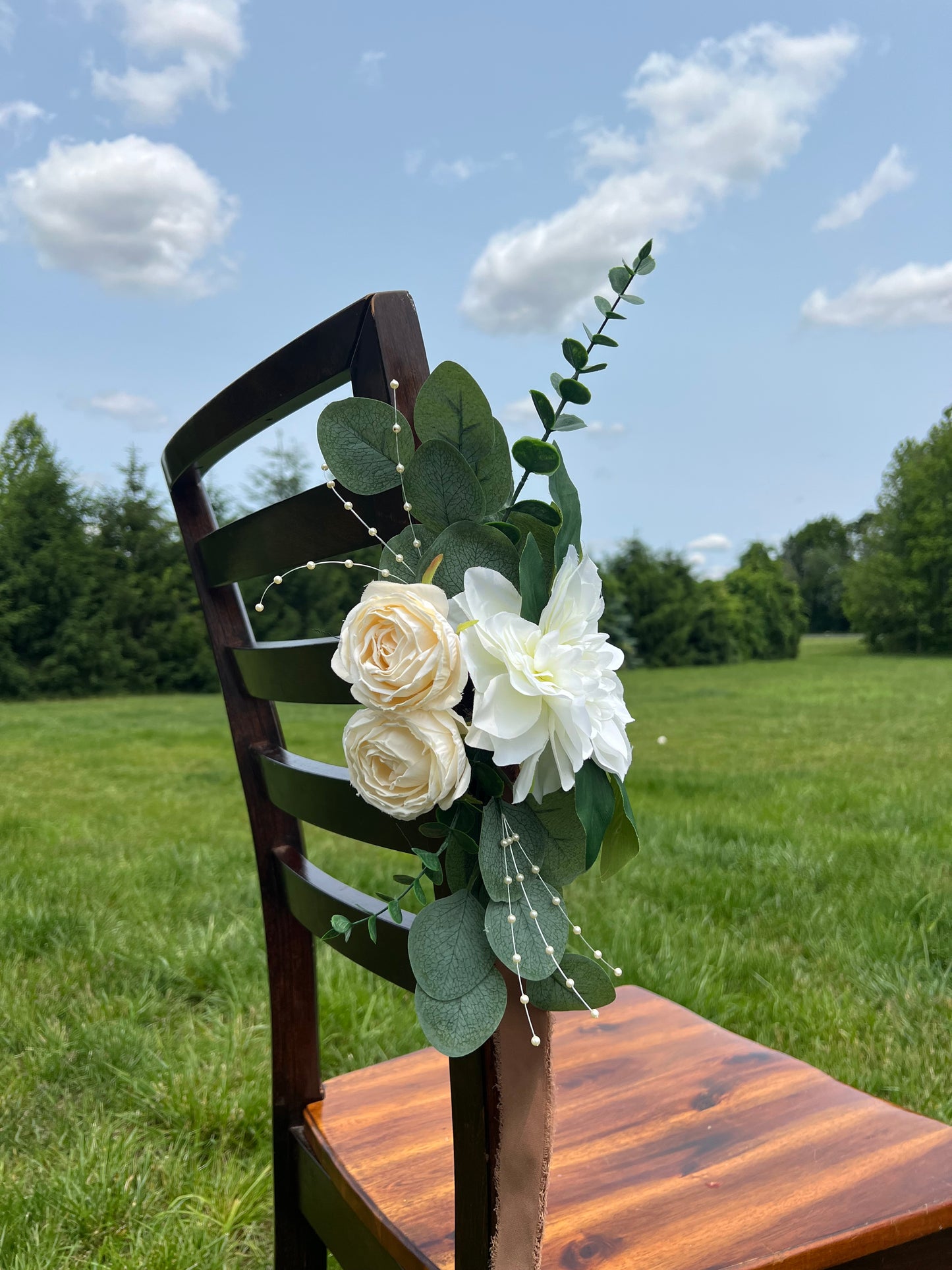 Rustic Rose and Dahlia Aisle Flowers