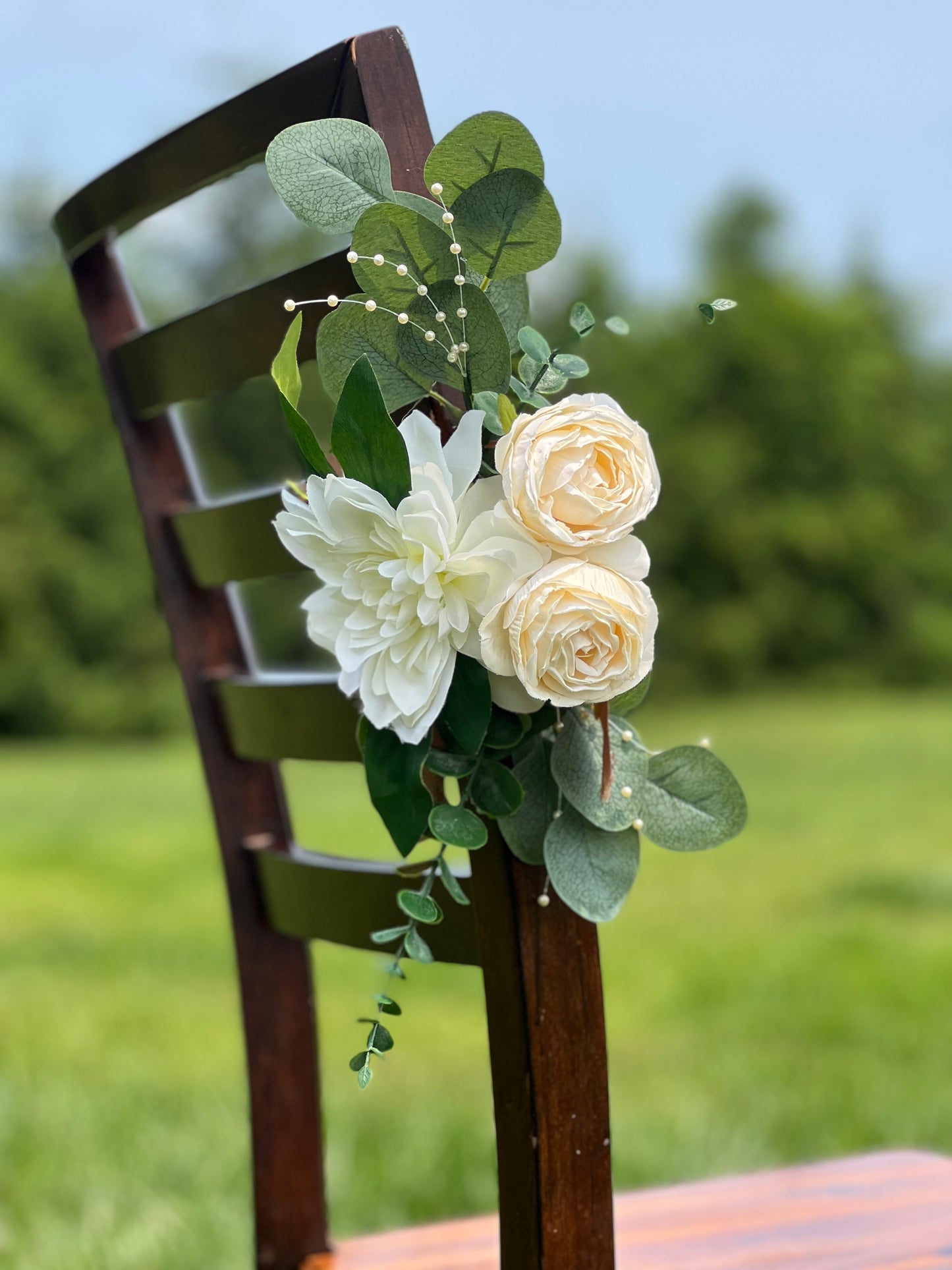 Rustic Rose and Dahlia Aisle Flowers