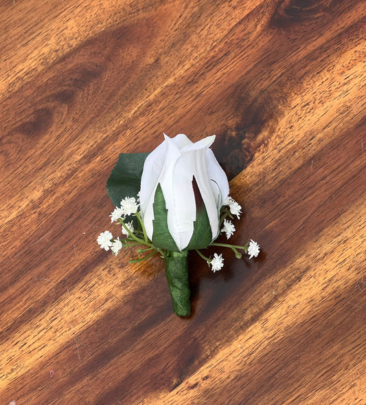 White Rose Boutonnière