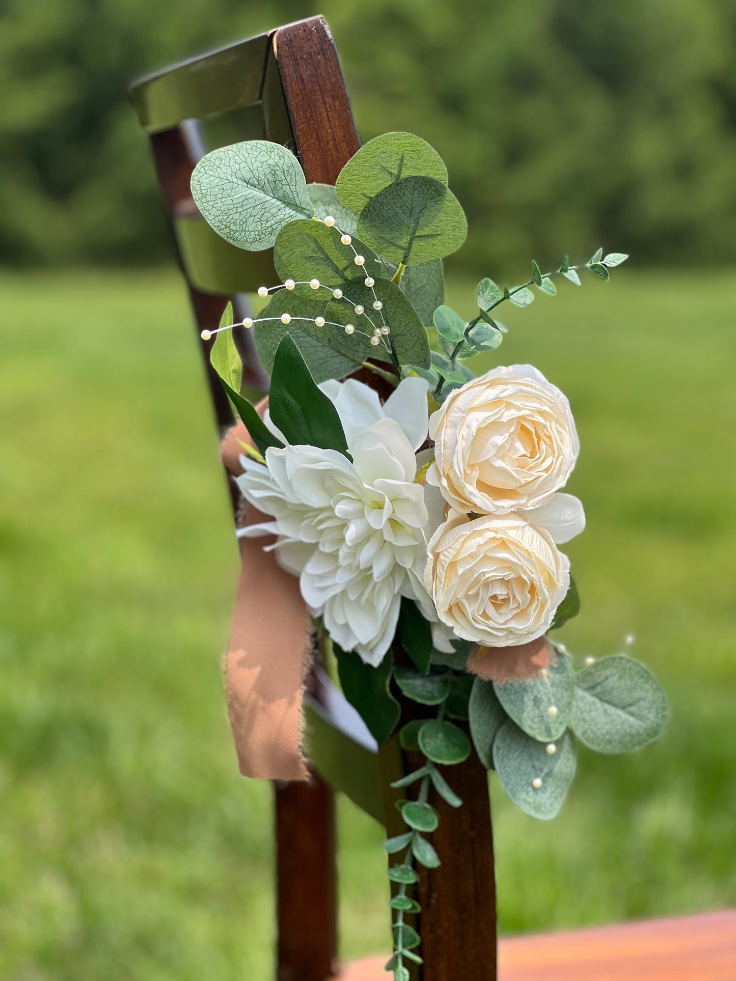 Rustic Rose and Dahlia Aisle Flowers