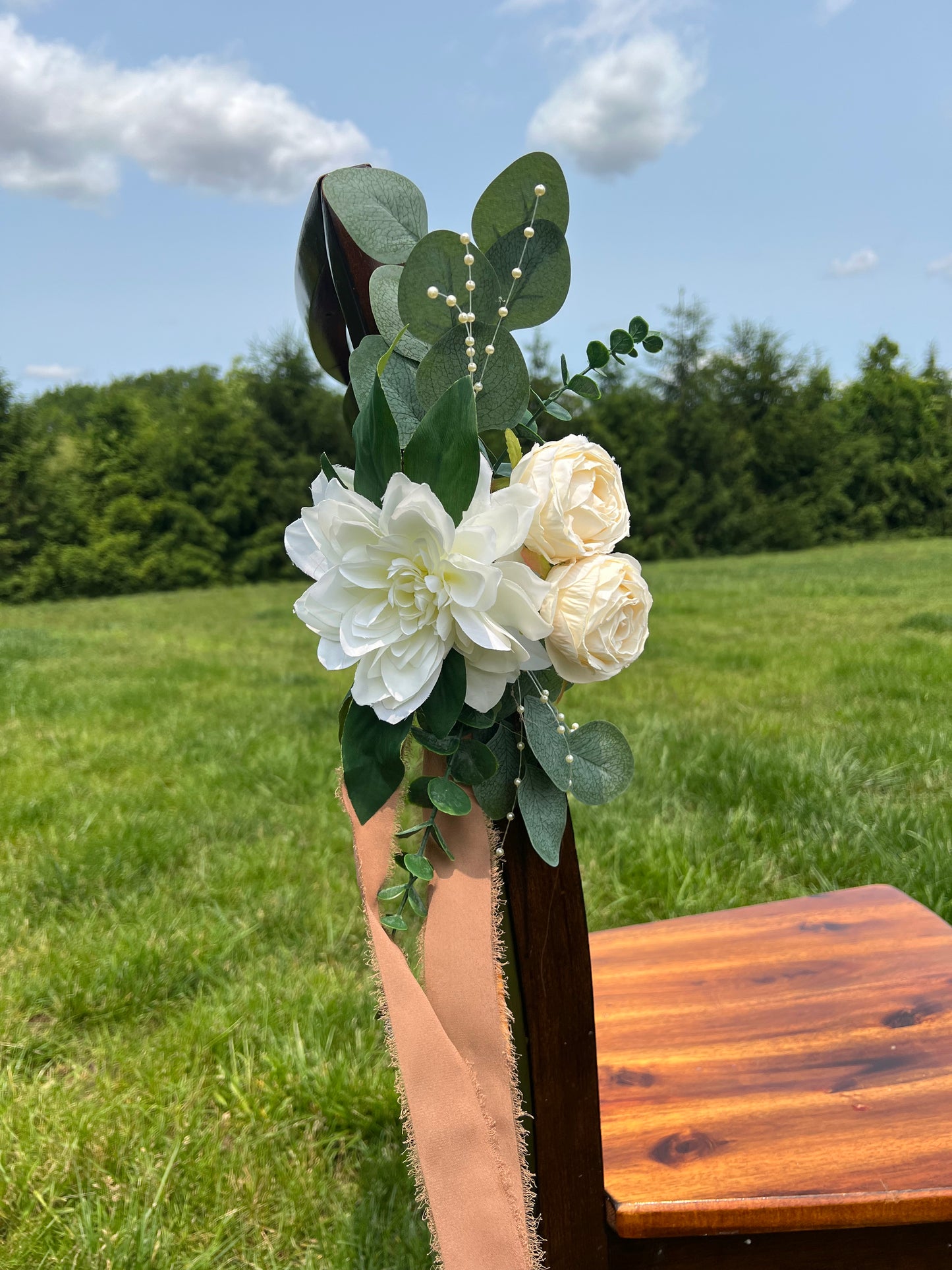 Rustic Rose and Dahlia Aisle Flowers