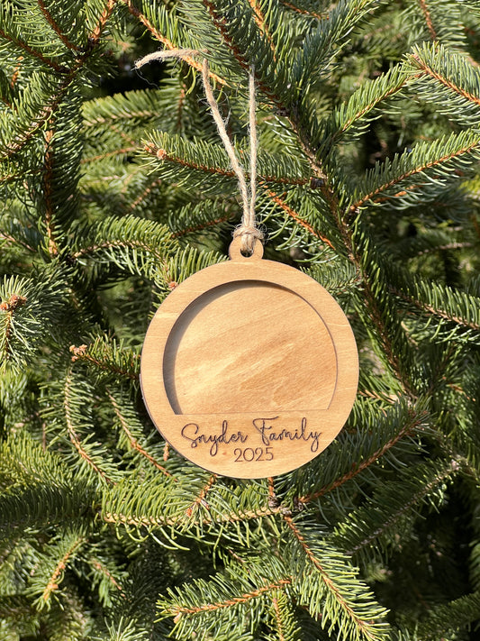 Family Name Christmas Picture Frame Ornament