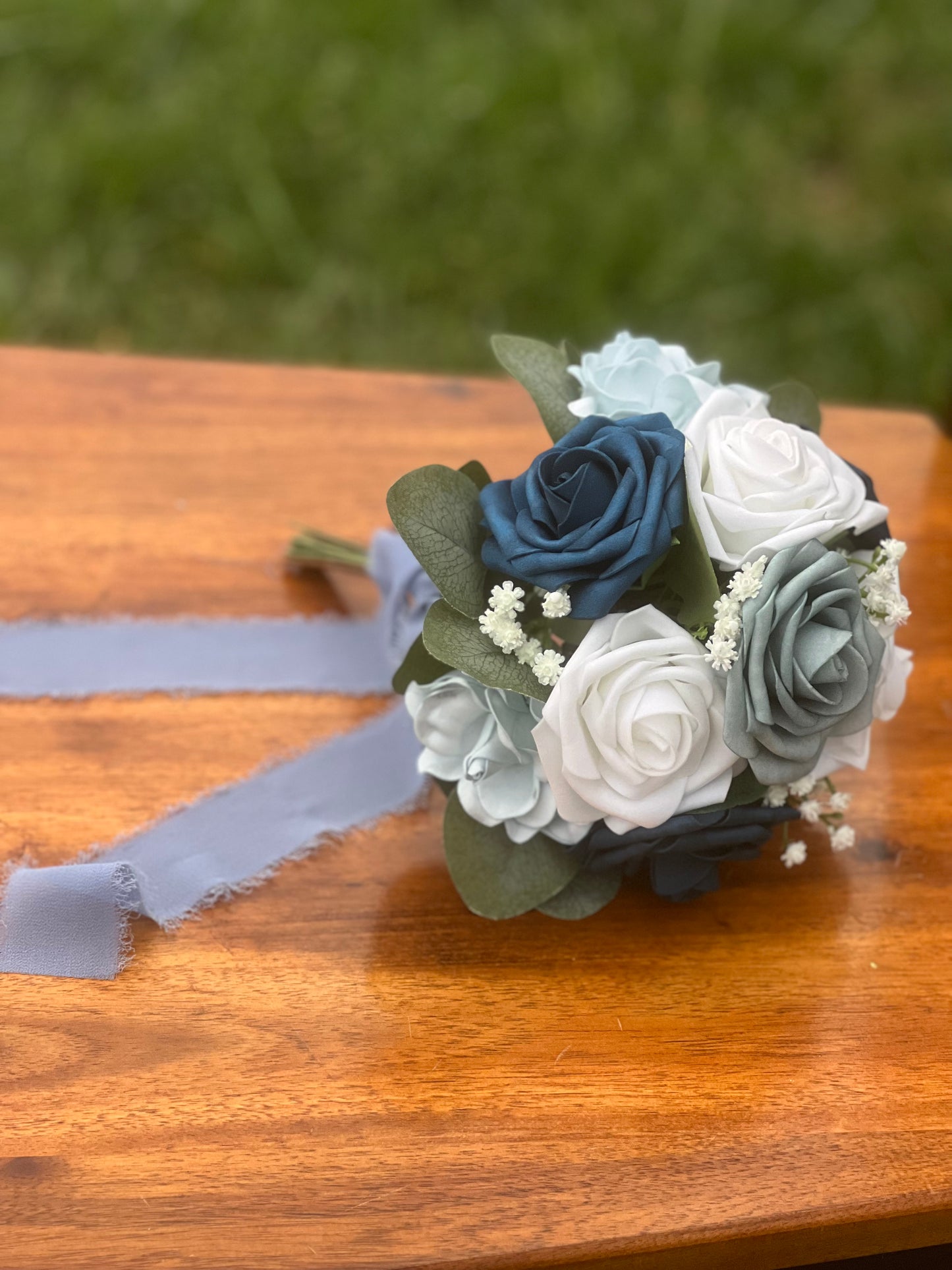 6 inch Dusty Blue and Navy Bouquet