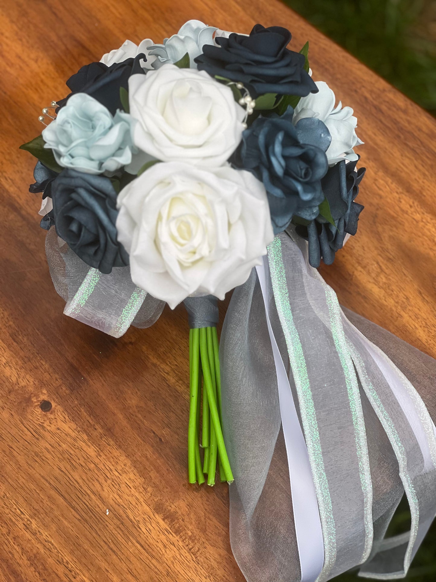 10 inch Dusty Blue and Navy Bouquet