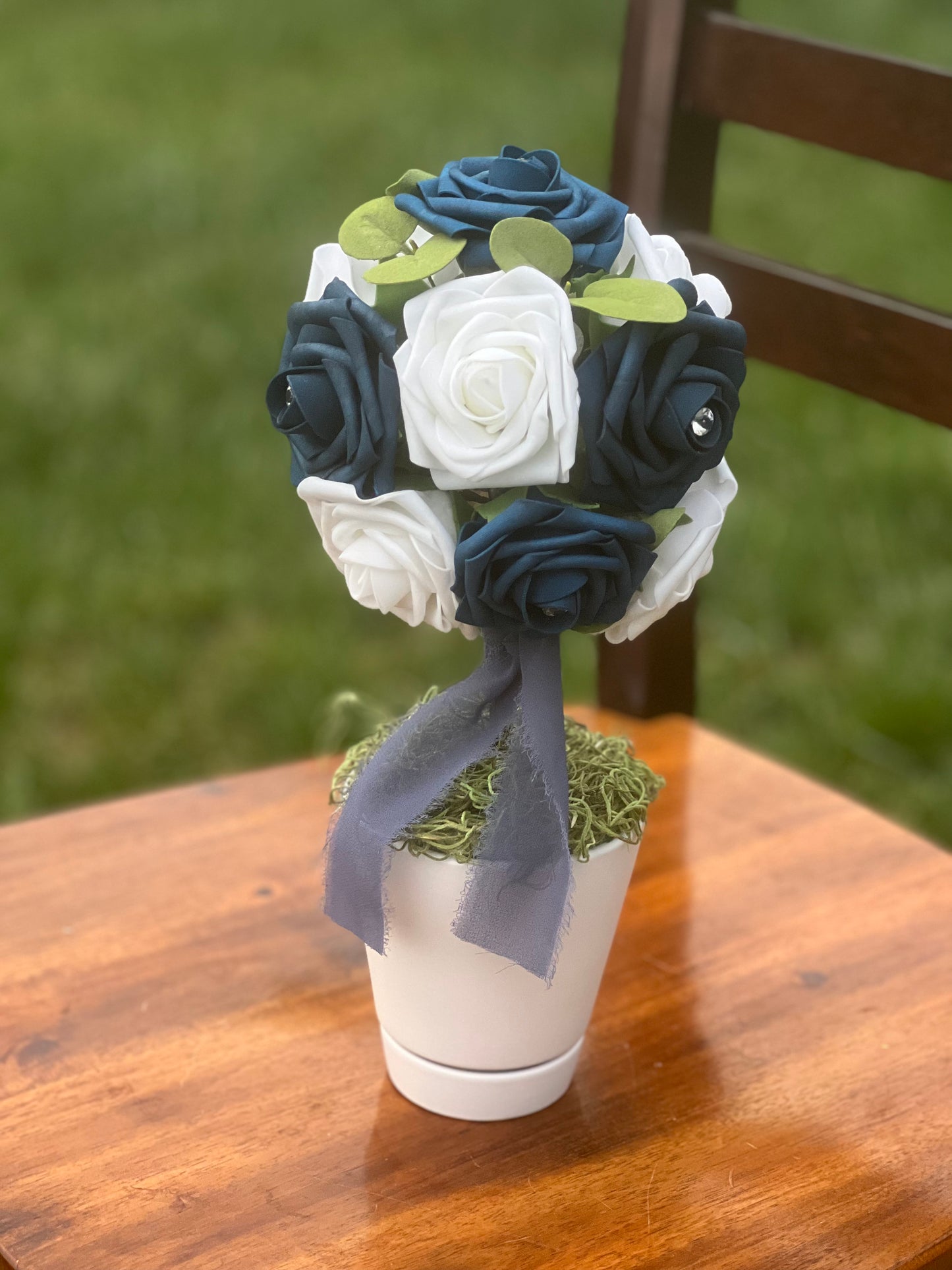 Navy Blue Topiary Centerpiece