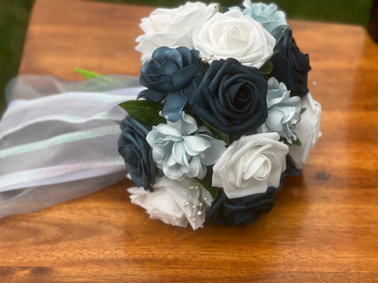 10 inch Dusty Blue and Navy Bouquet