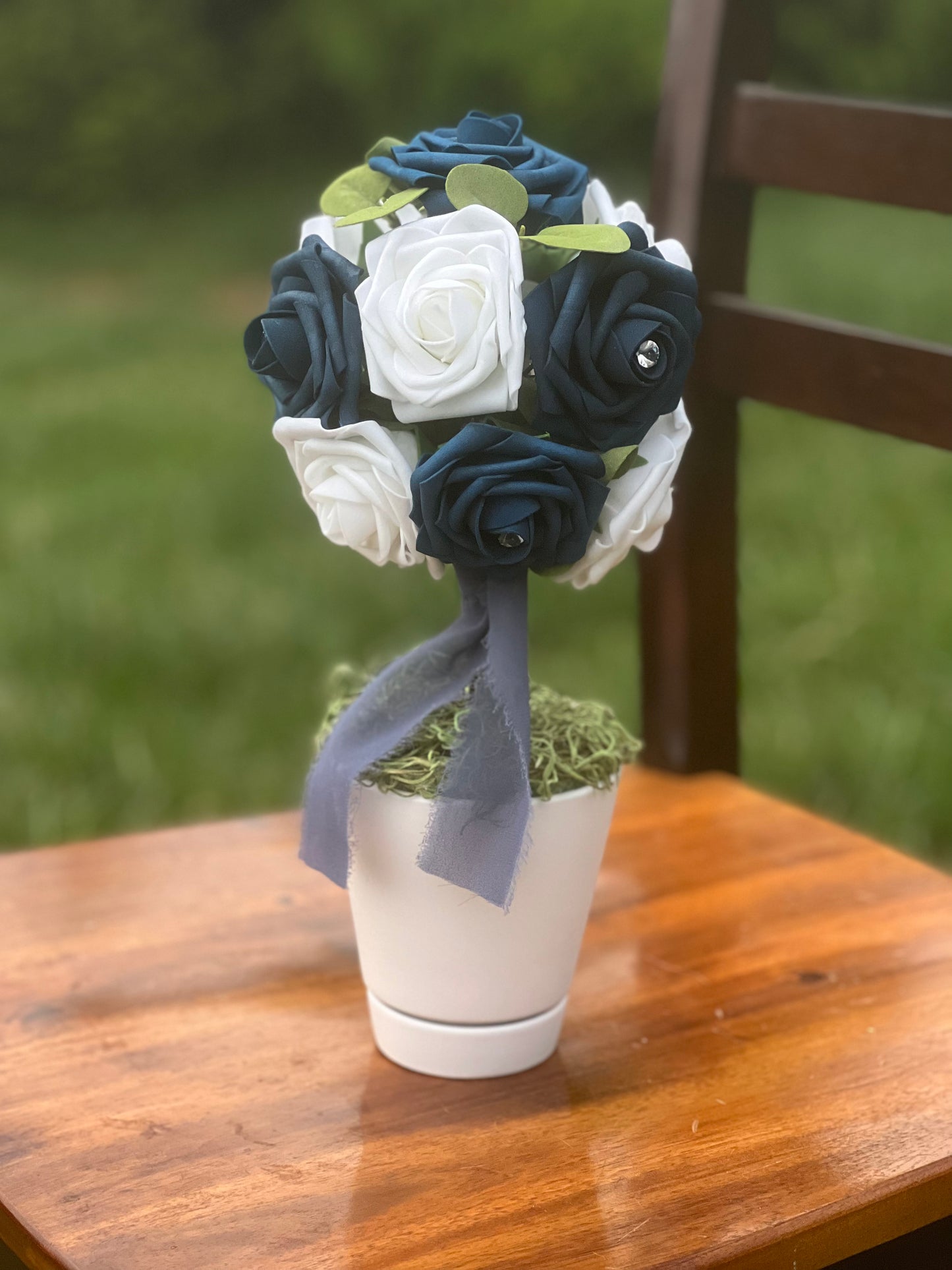 Navy Blue Topiary Centerpiece