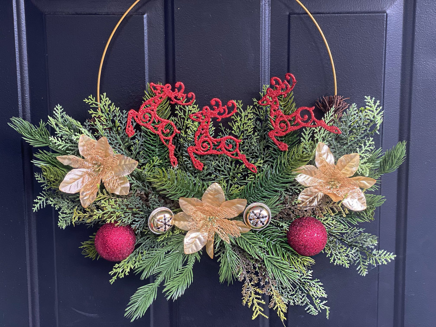 Cheery Reindeer Hoop Wreath - KG Creations