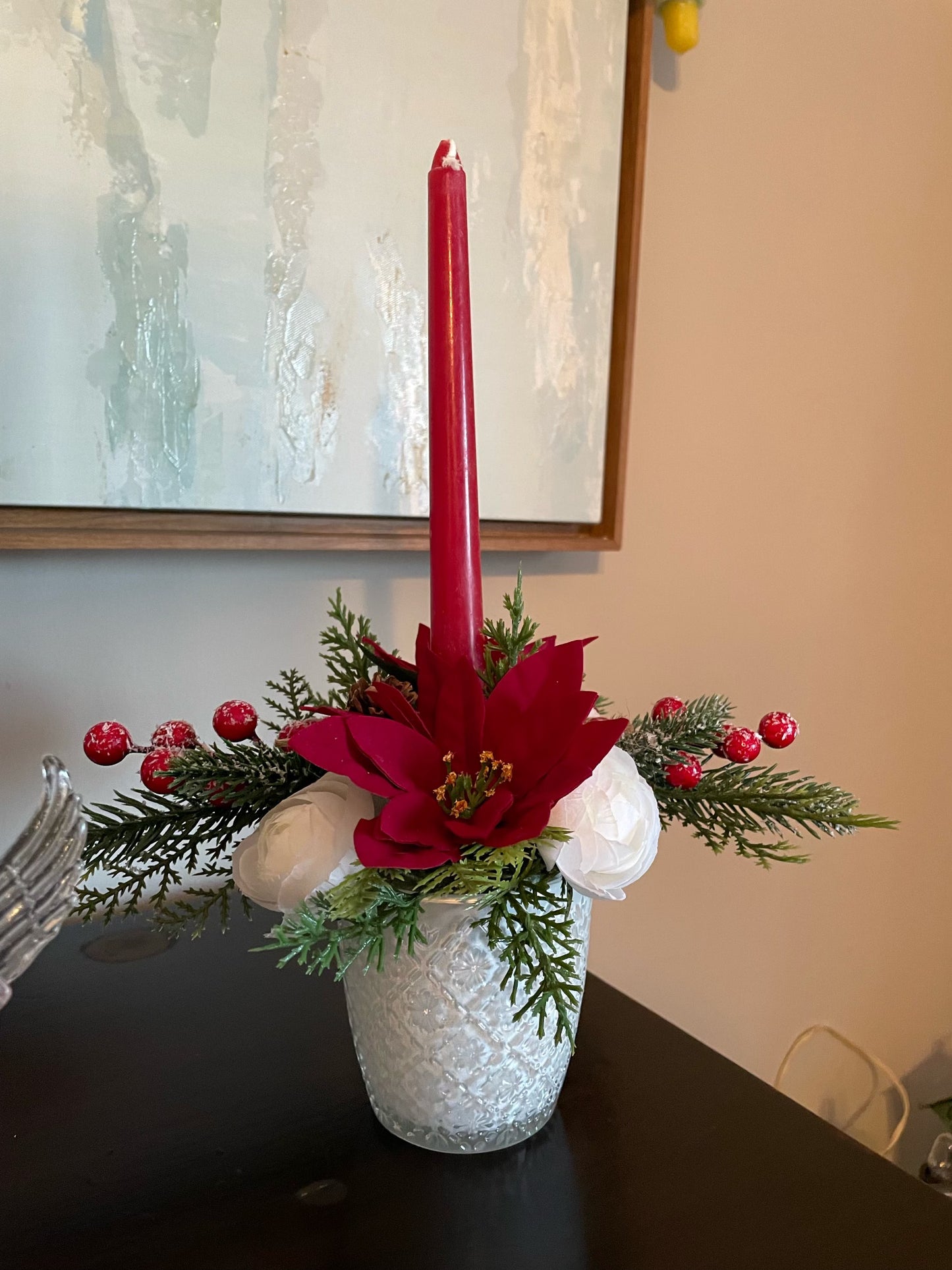 Red Candle Votive and Reindeer Centerpiece - KG Creations