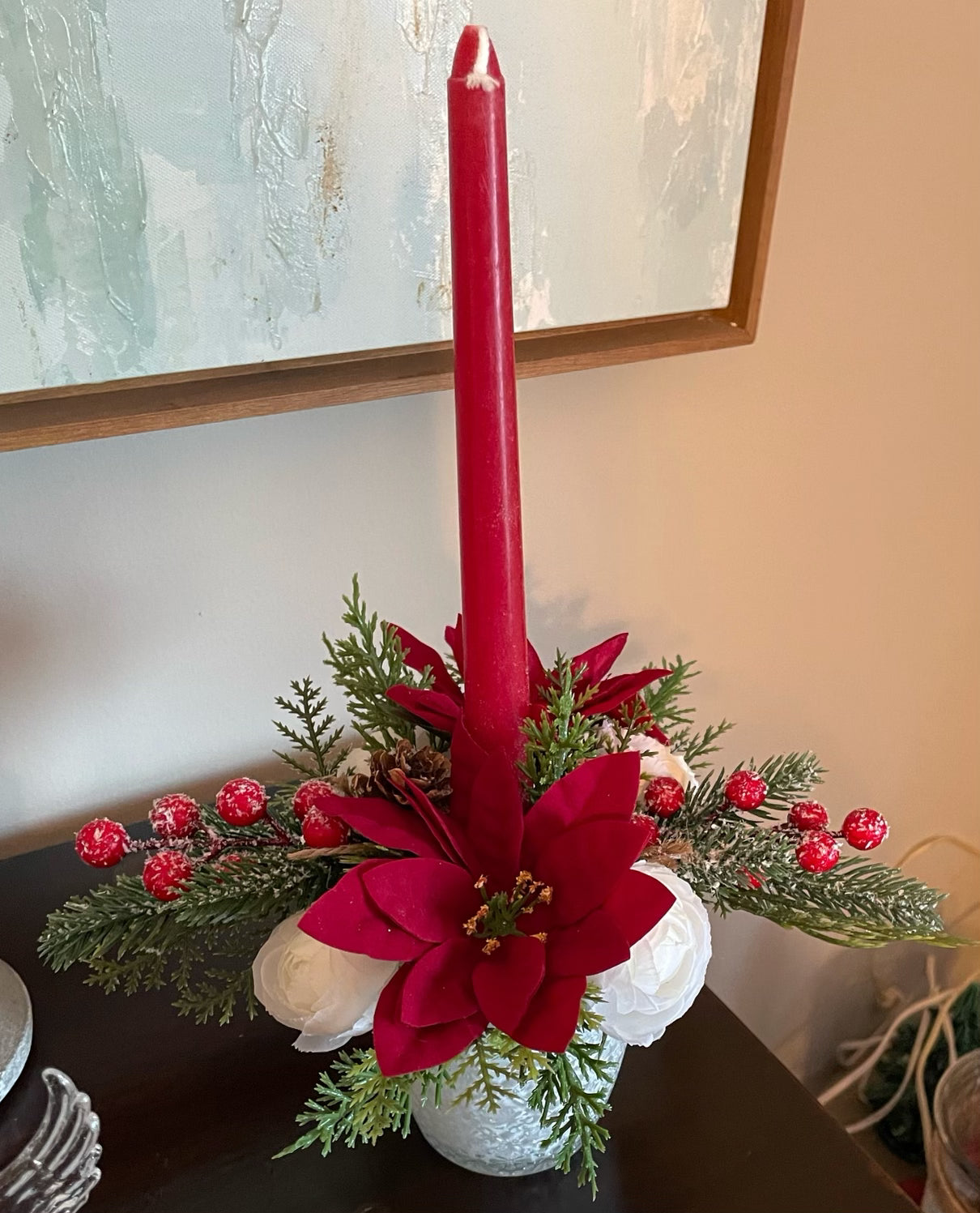 Red Candle Votive and Reindeer Centerpiece - KG Creations